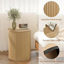 AVZEAR Fluted Round Side Table, Small End Table Modern Boho Nightstands, Circle Bedside Tables Bohemian Accent Table Wood Night Stand for Small Spaces, Living Room, Bedroom(Natural) by CozyNest Decor