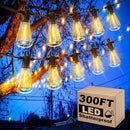 Outdoor String Lights Waterproof, 300FT Patio Lights with 146 Shatterproof ST38 Globe Bulbs(6 Spare), Connectable Dimmable LED Hanging String Lights for Outside Backyard Porch Balcony(150FT x 2) by GreenHaven Gardens