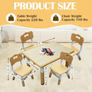 Kids Table and 4 Chairs Set with Graffiti Desktop, Toddler Furniture Set, Non-Slip, Table Children Study Desk, Dining Table, Height Adjustable Desk, Painting Desktop for Kids (31.5x23.6Inch) by CozyNest Decor