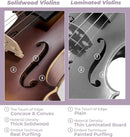 Vangoa Violin 4/4 Full Size Set, Varnish Fiddle Solid Wood for Professional Adults Senior Intermediate Beginners Student Starter Acoustic Violins Kit Outfit with Ebony Fitted, Hard Case, Right Handed by TinyTreasures Baby Boutique