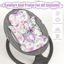 Infant Car Seat Insert, Soft Baby Car Seat Head & Body Support for Girl Boy, Reversible Newborn Preemie Carseat Insert Cushion with 3 Straps Pads Fits CarSeat, Stroller, Swing, Bouncer, Purple Floral by TinyTreasures Baby Boutique