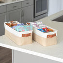 OrganiHaus Narrow Storage Bins 15x06in, Small Closet Bins for Shelves, Bathroom Storage Baskets for Shelves, Narrow Baskets, Fabric Organizer with Handles, Toilet Paper Organizer - 2 Pack, Beige by TinyTreasures Baby Boutique