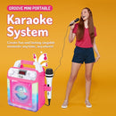 Portable Karaoke Machine for Adults & Kids - Built-In Speaker, Bluetooth, LED Lights, Wired Mic - With Voice Changing Effects by TinyTreasures Baby Boutique
