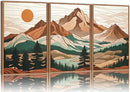 Tinonedraw Mountain Framed Canvas Wall Art Set of 3, Sunrise Forest Woodland Landscape Art Prints, Boho Coloful Ridge Scenery Wall Decor, Wood Pine Wilderness Art Paintings for Living Room Bedroom, Office 16"x24" by CozyNest Decor