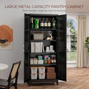 75" Kitchen Pantry Cabinet, Black Metal Storage Cabinets with 2 Doors and 4 Adjustable Shelves, Tall Pantry Storage Cabinet for Kitchen, Dining Room, Living Room by CozyNest Decor