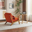 Karl home Accent Chair Wide Armrest Mid-Century Lounge Chair Linen Fabric Armchair with Lumbar Pillow & Solid Wood Frame for Living Room, Bedroom, Balcony, Burnt Orange by CozyNest Decor