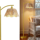 Oneach Arc Floor Lamp for Living Room,Rattan Boho Floor Lamp with Hand-Woven Wicker Shade, Foot Switch,Gold Metal Base & Pole,Farmhouse Standing Lamp for Bedroom Corner,Reading by CozyNest Decor