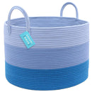 OrganiHaus Toy Storage Basket for Kids, Large Cotton Rope Organizer Bin for Nursery, Toy Box, Blanket Holder, Baby Hamper for Living Room, Soft & Washable, 20x13 inches - Blue by TinyTreasures Baby Boutique