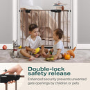 Cumbor 29.7-40.6" Baby Gate for Stairs, Mom's Choice Awards Winner-Dog Gate for Doorways, Pressure Mounted Self Closing Pet Gates for Dogs Indoor, Durable Safety Child Gate with Easy Walk Thru Door by TinyTreasures Baby Boutique
