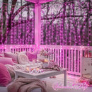 JMEXSUSS 300 LED Pink Curtain Lights Indoor, Christmas Lights Plug in, 8 Modes Pink String Lights for Bedroom Window Wall Party Backdrop Xmas Valentine Decorations, 9.8x9.8ft by CozyNest Decor