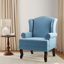 Accent Chair, High Back Upholstered Armchair with High Resilience Sponge & Wood Legs, Mid-Century Modern Comfy Single Sofa Reading Chairs for Living Room, Bedroom (Blue, Set of 2) by CozyNest Decor