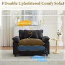 URRED Modular Sectional Sofa Comfy Cloud Couch, Modern Chenille Sofa Sleeper Deep Seat Couches with Ottoman/Pillows for Living Room (Black, 53'') by CozyNest Decor