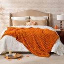Cozy Bliss Fall Harvest Faux Fur Throw Blanket for Couch, Cozy Warm Plush Striped Blanket for for Decorating Couch Sofa Bedroom Living Room,60 * 80 Inches Burnt Orange by CozyNest Decor