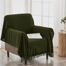 inhand Knitted Throw Blankets for Couch and Bed, Soft Cozy Knit Blanket with Tassel, Dark Green Lightweight Decorative Blankets and Throws, Farmhouse Warm Woven Blanket for Men and Women, 60"x80" by CozyNest Decor