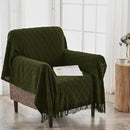 inhand Knitted Throw Blankets for Couch and Bed, Soft Cozy Knit Blanket with Tassel, Dark Green Lightweight Decorative Blankets and Throws, Farmhouse Warm Woven Blanket for Men and Women, 50"x60" by CozyNest Decor
