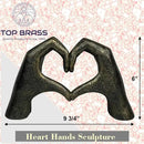 Top Brass Large Rustic Heart Hands Sculpture, 9 3/4” Resin Love Statue – Romantic Decor Accent for Shelf or Mantel – Perfect for Wedding, Valentine's Day or Anniversary (Rustic Cast Iron) by CozyNest Decor