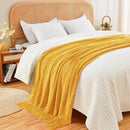 inhand Knitted Fall Throw Blanket for Couch and Bed, Knit Fall Decor Halloween Blanket with Tassel, Mustard Yellow Lightweight Decorative Farmhouse Warm Woven Blankets and Throws for Women, 60"x80" by CozyNest Decor