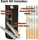 Stainless Steel Kebab Sword Grill Skewers, Holder Racks and Case Set - Great for Shish Kabob, BBQ, Kebobs, Churrasco, Picanha, Brazilian BBQ Sword Skewers, Roasting Sticks by GreenHaven Gardens