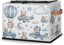 Rectangular Storage Baskets for Shelves - Waterproof Foldable Laundry Basket, Nursery Hamper, Reusable Toy Bin for Organizing Toys, Books, Clothes, Closet 14"x10.2" x10.4" (Little Bear) by TinyTreasures Baby Boutique