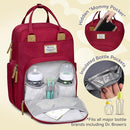 RUVALINO Diaper Bag Backpack, Multifunction Travel Pack Maternity Baby Changing Bags, Large Capacity, Waterproof, Purplish Red by TinyTreasures Baby Boutique