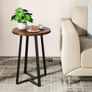 Round End Tables, Small Side Table Walnut Color MDF Top, Metal Frame Black, Tall End Table for Bed Room, Coffee Tea End Table for Living Room(Walnut+Black) by CozyNest Decor