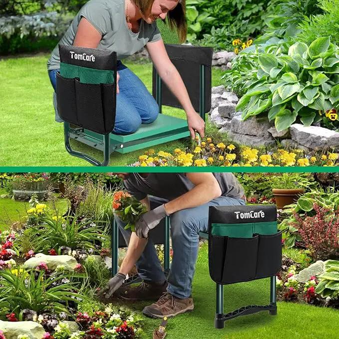 TomCare Garden Kneeler and Seat 10.64” Wider Larger Soft Kneeling Pad Garden Bench with 2 Large Tool Pouches Heavy Duty Garden Stool Foldable Tools Gardening Gifts for Women Men Gardeners, photo 7 of 7