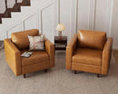 Faux Leather Oversized Accent Chair with Storage Deep Seat Single Sofa Large Reading Armchair for Living Room Bedroom Office Brown Set of 2 by CozyNest Decor