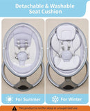 LAREX Baby Swing to Toddler Electric Infant Swing Portable for Newborn Boy Girl, 5 Sway Speeds with Remote Control, 12 Preset Melodies and Bluetooth, 0-6 Months Max 20 Lbs (2024 Model-Sliver) by TinyTreasures Baby Boutique