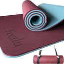 Extra Thick Exercise Yoga Mat with Strap - 2/5 Inch (10MM), Non-Slip Workout Mat for Yoga, Pilates, and Floor Exercises by TinyTreasures Baby Boutique