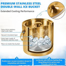 Ice Bucket, Gold Ice Bucket 3L with Silicone Sealing Ring Double-Wall Vacuum Insulation Champagne Buckets with Filter Layer Ice Tongs Ice Scoop (Gold, 3 L) by CozyNest Decor