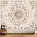 Fowocu Boho Floral Mandala Tapestry Wall Hanging Bohemian Flower Medallion Tapestry Aesthetic Beige Brown Hippie Indian Small Tapestries for Bedroom Living Room Dorm Decor 60 x 44 Inch by CozyNest Decor