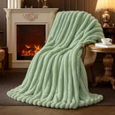 Amélie Home Faux Fur Throw Blanket for Couch, Cozy Fuzzy Fluffy Fur Luxurious Soft Striped Plush Gift Blankets for Family Sofa Chair Bed Living Room Bedroom, 55"x70", Sage Green by CozyNest Decor