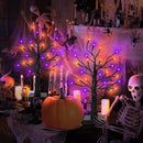 [Timer] 2 Pack 24 Inch Black Halloween Tree with Orange Purple Lights, USB/Battery Operated Light Up Halloween Table Decorations, Spooky Halloween Decorations Indoor Home Mantle Room Party Decor by CozyNest Decor