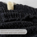 Chunky Knit Blanket Throw, 100% Hand Knit Throw Blanket Handmade Chenille Cable Knit Throw for Couch, Stylish Cozy Soft Rope Knot Crochet Blanket for Home Decor, Black, 50x60 Inches by CozyNest Decor