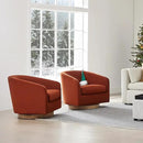 CHITA Swivel Accent Chair, FSC Certified Upholstered Velvet Barrel Chair for Living Room Set of 2, Fully Assembled, Burnt Orange by CozyNest Decor