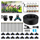 Drip Irrigation Kit - 100 FT. Hose Sprinkler System with 360° nozzles and T-connectors for Gardens, lawns, Plants, Flower beds, Trees, patios and hydroponics (Closeable nozzle-16) by GreenHaven Gardens