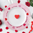 Whaline 4Pcs Round Valentine Placemats Red Pink Heart Embroidered Place Mats Decorative Dinner Table Mats for Home Wedding Anniversary Party Decor by CozyNest Decor