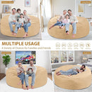 6FT Bean Bag Chair, Large Bean Bag Chairs with Memory Foam Filled, Fluffy Beanbag Sofa with Dutch Velvet Cover, Round BeanBag Chairs for Living Room, Playroom - Khaki by TinyTreasures Baby Boutique