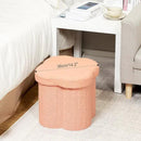 B FSOBEIIALEO Storage Ottoman Cube, Flowers Shaped Ottomans with Storage Foot Stool Footrest for Lving Room, Boucle Ottoman Seat for Dorm Room,Faux Teddy Fur, Orange 12.6"x12.6"x12.6" by CozyNest Decor
