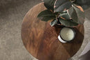 Kate and Laurel Aja Modern Side Table; 15 x 15 x 23; Walnut Brown; Decorative Modern Geometric Wood Bedroom Nightstand Table with Round Tabletop and Unique Slanted Legs by CozyNest Decor