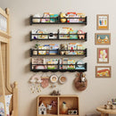 34Inch Nursery Bookshelves,Set of 4,Wall Floating Shelf Kids Coat Rack with 6Hooks,Hanging Book Shelf for Baby Nursery Room Décor ，Patent Number: 29958098(Black, 34) by TinyTreasures Baby Boutique