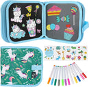 Erasable Doodle Set for Kids - Magic Drawing Book With 12 Watercolor Pens, 14 Page Reusable Drawing, Road Trip Car Game Writing Painting Set for Boys and Girls by TinyTreasures Baby Boutique