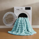 JELLYMONI Faux Fur Throw Blanket, Blue Cozy Plush Bubble Bed Blanket, Thick and Warm, King (108" x 90") by CozyNest Decor