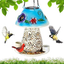Mushroom Solar Bird Feeders for Outdoors Hanging Metal Wild Bird Feeder Garden Lantern with S Hook for Garden Decoration Blue by GreenHaven Gardens