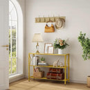 Hoctieon Gold Console Table, 3 Tier Entryway Table, Hallway Table, Narrow Sofa Table with Shelves, Entrance Table for Entryway, Gold and White by CozyNest Decor