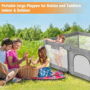 Foldable Baby Playpen with Gate, Extra Large Collapsible Play Yard for Babies & Toddlers, Portable Travel Play Pen with Fence, Safe Activity Center for Indoor & Outdoor Use (51"×51" Grey) by TinyTreasures Baby Boutique