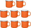 Set of 8 Ceramic Campfire Mugs – 15 Oz, Orange – Coffee & Tea Cups for Home, Work, Travel, Camping – Customizable, Great for DIY, Events, Companies by CozyNest Decor