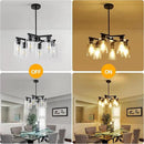 6-Light Black Modern Farmhouse Chandelier for Dining Room Ceiling Light Fixture with Clear Glass Shades, Adjustable Hanging Industrial Pendant Lighting for Living Room Kitchen Island Bedroom Entryway by CozyNest Decor