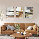 Modern Abstract Framed Canvas Wall Art Set, Neutral Textured Wall Decor, Boho Minimalist Gold and Gray Wall Painting for Living Room, Bedroom, Dining Room, Office - 16" x24" x3 by CozyNest Decor