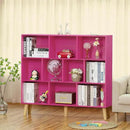 LEYAOYAO 10 Cube Bookshelf,3 Tier Modern Wide Bookcase with Legs,Mid-Century Wood Bookshelves Storage，Pink Large Book Case,Freestanding Organizer Display Shelf for Bedroom,Living Room,Office by CozyNest Decor